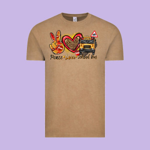 Peace Love School Bus Vintage Tee Designed By Texasbilliewilder