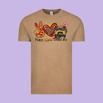 Peace Love School Bus Vintage Tee Designed By Texasbilliewilder