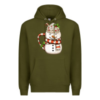 Army Green Christmas Snowman Coffee Cup Premium Hoodie - FaDigitalArtStudio
