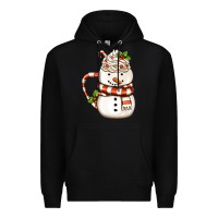 Black Christmas Snowman Coffee Cup Premium Hoodie - FaDigitalArtStudio