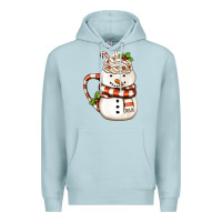 Blue Mist Christmas Snowman Coffee Cup Premium Hoodie - FaDigitalArtStudio