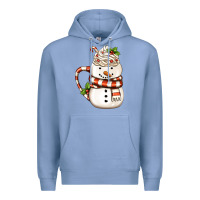 Colony Blue Christmas Snowman Coffee Cup Premium Hoodie - FaDigitalArtStudio