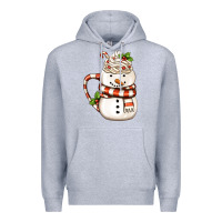 Heather Grey Christmas Snowman Coffee Cup Premium Hoodie - FaDigitalArtStudio