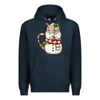 Navy Christmas Snowman Coffee Cup Premium Hoodie - FaDigitalArtStudio