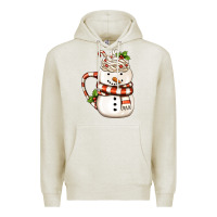 Oatmeal Heather Christmas Snowman Coffee Cup Premium Hoodie - FaDigitalArtStudio