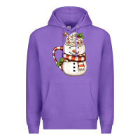 Purple Christmas Snowman Coffee Cup Premium Hoodie - FaDigitalArtStudio