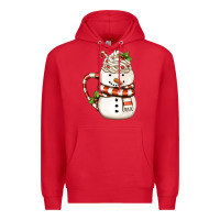 Red Christmas Snowman Coffee Cup Premium Hoodie - FaDigitalArtStudio
