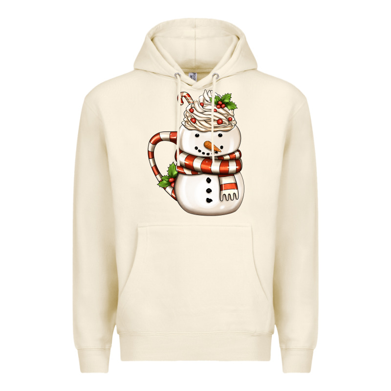 Christmas Snowman Coffee Cup Premium Hoodie by FaDigitalArtStudio | Teevron