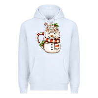 White Christmas Snowman Coffee Cup Premium Hoodie - FaDigitalArtStudio