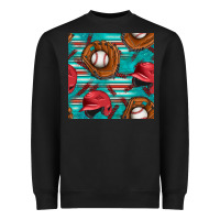 Baseball Helmet And Glove With Serape Seamless Pattern Heavyweight Sweatshirt | Teevron