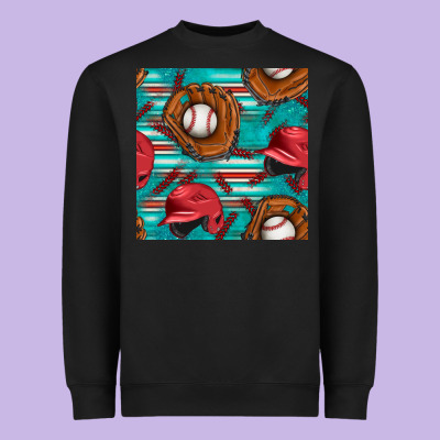Baseball Helmet And Glove With Serape Seamless Pattern Heavyweight Sweatshirt Designed By Bundleandbundleshop