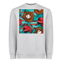 Heather Grey baseball helmet and glove with serape seamless pattern Heavyweight Sweatshirt - BundleAndBundleShop