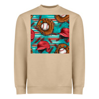 Mushroom baseball helmet and glove with serape seamless pattern Heavyweight Sweatshirt - BundleAndBundleShop