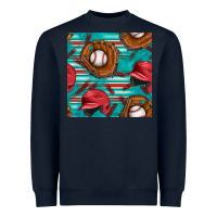 Navy baseball helmet and glove with serape seamless pattern Heavyweight Sweatshirt - BundleAndBundleShop