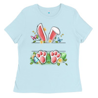 Baby Blue easter bunny name frame Ladies Tee - Artiststas