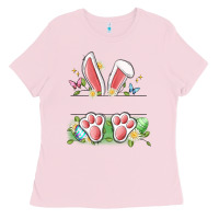 Bubblegum Pink easter bunny name frame Ladies Tee - Artiststas