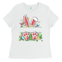 White easter bunny name frame Ladies Tee - Artiststas
