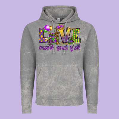 Love Mardi Gras Y'all Vintage Hoodie Designed By Howdyjamesfarm
