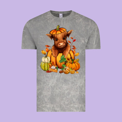 Fall Autumn Heifer Pumpkin Vintage Tee Designed By Ranaportraitstore