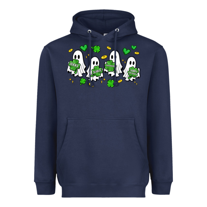 Clover Ghostie St.patrick's Day Heavyweight Hoodie by Artiststas | Teevron