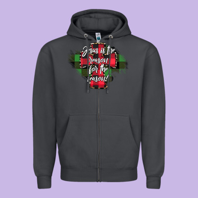 Jesus Is The Reason For The Season Zipper Hoodie Designed By Cowhidedigitalart