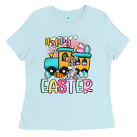 Baby Blue happy easter train Ladies Tee - Artiststas