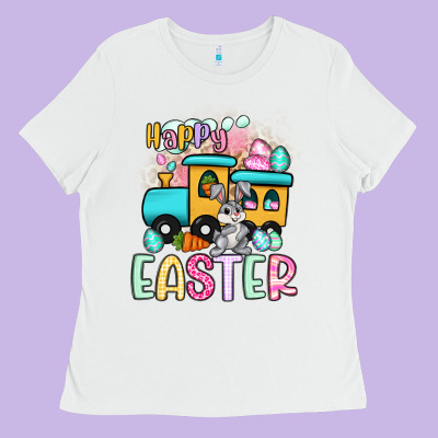 Happy Easter Train Ladies Tee Designed By Artiststas