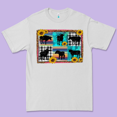 Cow Sunflower Leopard Premium Tee Designed By Artiststas