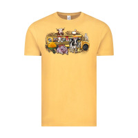 Vintage Mustard farm animals school bus Vintage Tee - texasbilliewilder