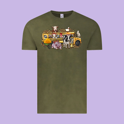 Farm Animals School Bus Vintage Tee Designed By Texasbilliewilder