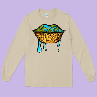 Summer Vibes Pineapple Lips Long Sleeve Tee Designed By Jasminsmagicworld