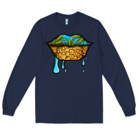 Navy summer vibes pineapple lips Long Sleeve Tee - Jasminsmagicworld