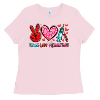 Bubblegum Pink peace love phlebotomy Ladies Tee - Artiststas