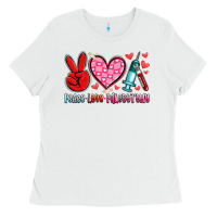 White peace love phlebotomy Ladies Tee - Artiststas