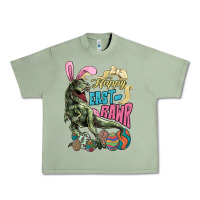 Oil Green Happy Easter Day T-Rex Urban Heavy Tee - HowdyJamesFarm