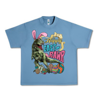 Pebble Blue Happy Easter Day T-Rex Urban Heavy Tee - HowdyJamesFarm