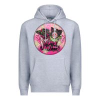 Heather Grey Pink Merry Christmas Pig Premium Hoodie - FaDigitalArtStudio