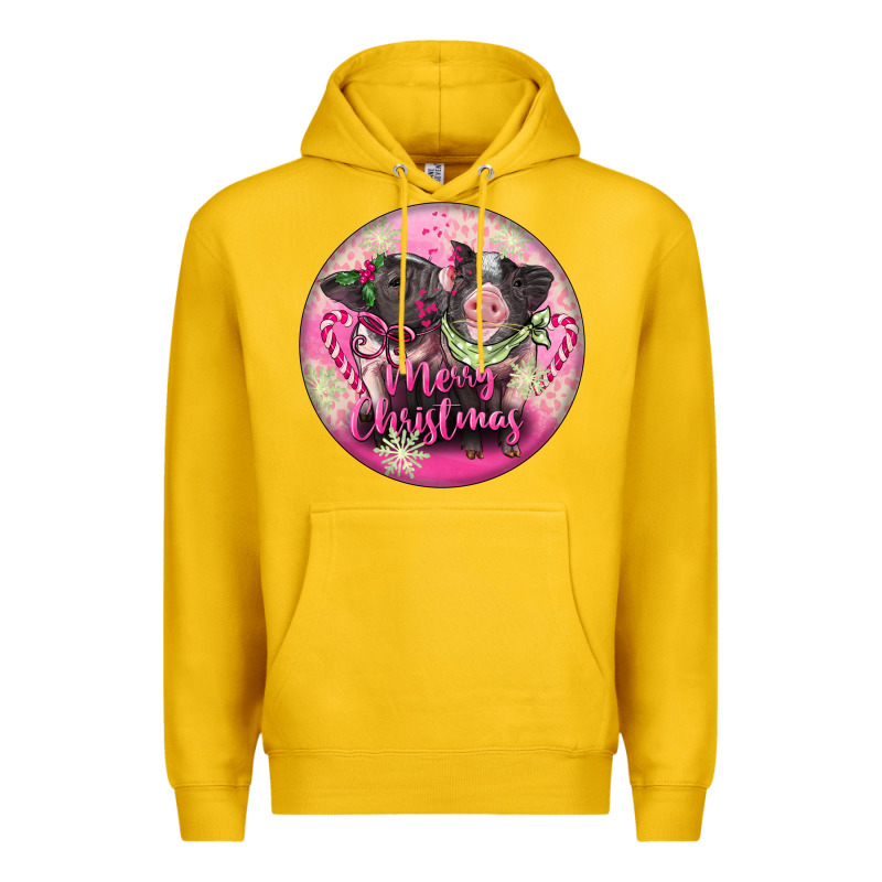 Pink Merry Christmas Pig Premium Hoodie by FaDigitalArtStudio | Teevron