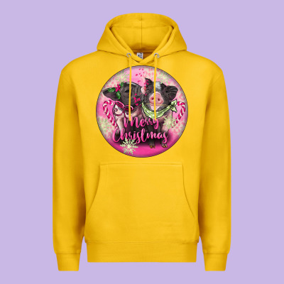 Pink Merry Christmas Pig Premium Hoodie Designed By Fadigitalartstudio