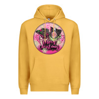 Mustard Pink Merry Christmas Pig Premium Hoodie - FaDigitalArtStudio