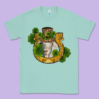 St Patricks Day Goat Horseshoe Shamrock Classic Tee Designed By Ranaportraitstore