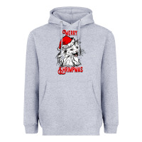 Heather Grey Merry Christmas Cat Heavyweight Hoodie - SublimationCraftShop