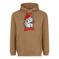 Toasted Coconut Merry Christmas Cat Heavyweight Hoodie - SublimationCraftShop