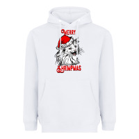 White Merry Christmas Cat Heavyweight Hoodie - SublimationCraftShop