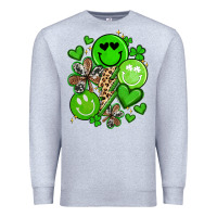 Heather Grey st patrick's day green smile Premium Sweatshirt - Artiststas