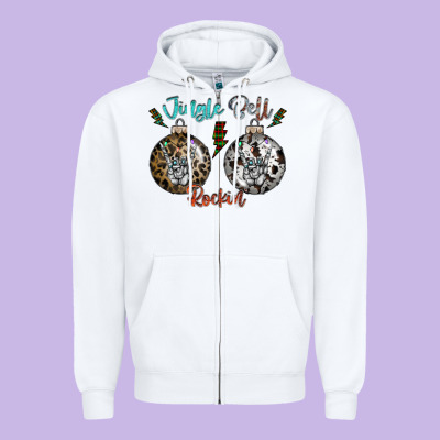 Jingle Bell Rockin Zipper Hoodie Designed By Cowhidedigitalart