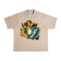 French Oak Cow skull Cowboy boots hats sunflowers Urban Heavy Tee - HowdyJamesFarm
