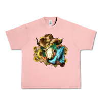 Salmon Cow skull Cowboy boots hats sunflowers Urban Heavy Tee - HowdyJamesFarm