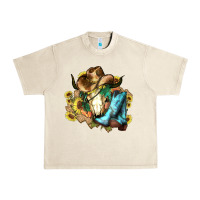Sandshell Cow skull Cowboy boots hats sunflowers Urban Heavy Tee - HowdyJamesFarm
