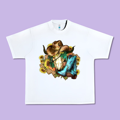 Cow Skull Cowboy Boots Hats Sunflowers Urban Heavy Tee Designed By Howdyjamesfarm